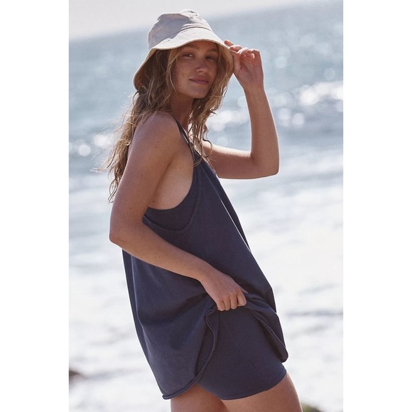Free People FP Movement Hot Shot Mini Dress Blue Indigo NWOT Small Medium - Picture 5 of 14